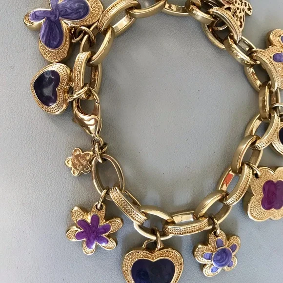Absolutely Beautiful Chunky Gold Vermeil & enamel Lauren B Adams Charm Bracelet - Picture 3 of 5